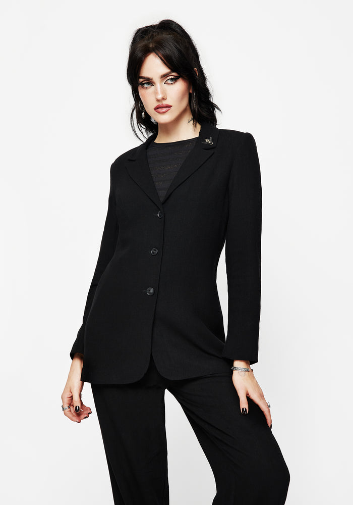 Chloris Embroidered Longline Blazer