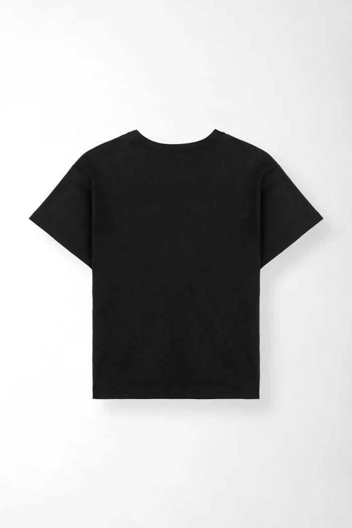 Cotton T-Shirt for Women in Black Relaxed Fit with Boxy Silhouette