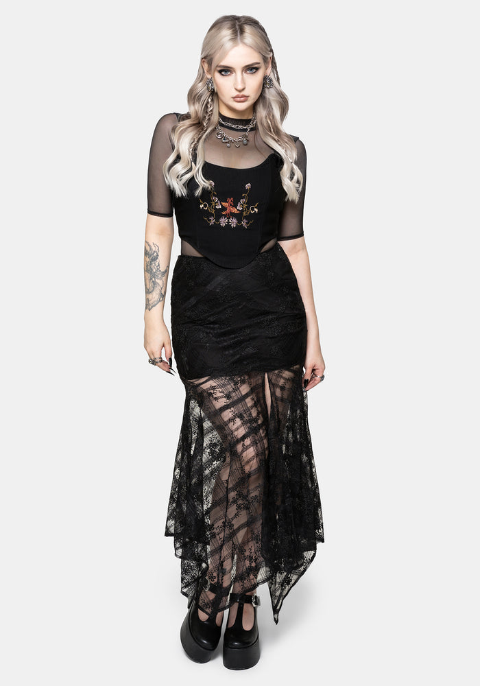 Genevra Embroidered Crop Corset Top