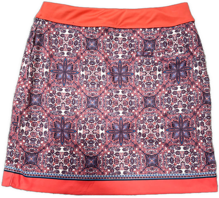 Greg Norman 17.5” Golf Skort Coral White & Blue Paisley Size S MSP$79