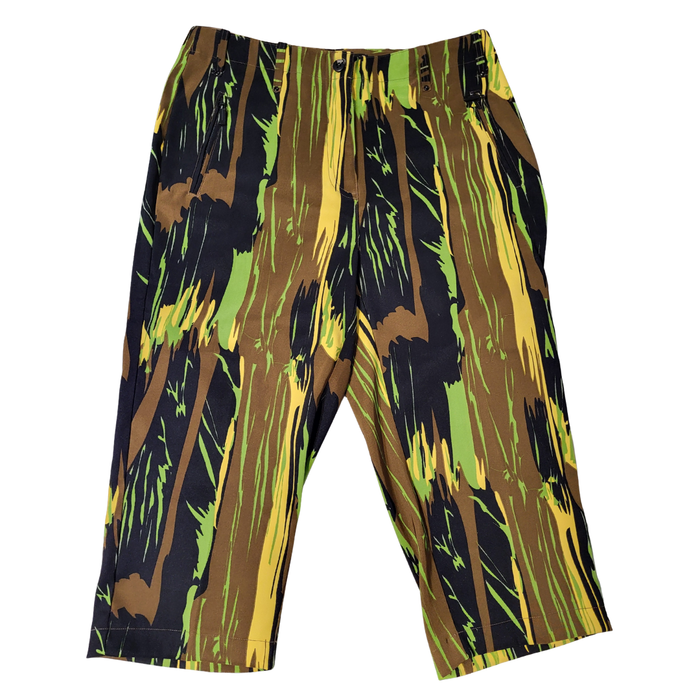 Jamie Sadock Brown, Black, Yellow & Lime Marbled Capris Size 6