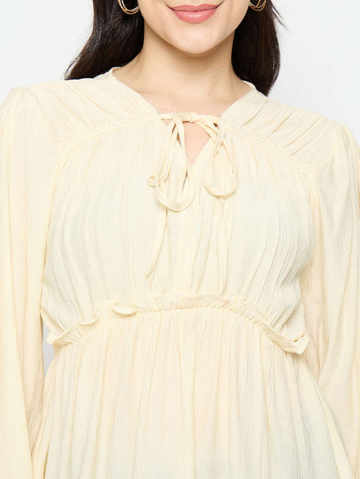 Madame Cinch Waist Off White Peplum Top