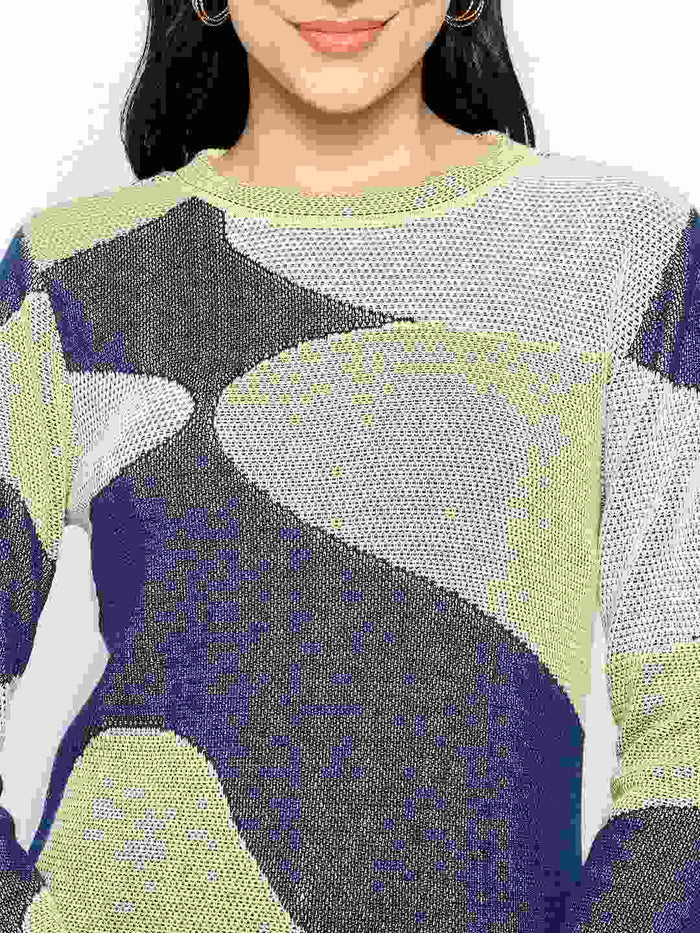 Madame Geometric Print Multicolor Knitted Top