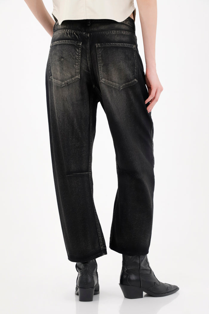 Mid Rise Horseshoe Black Jeans for Women