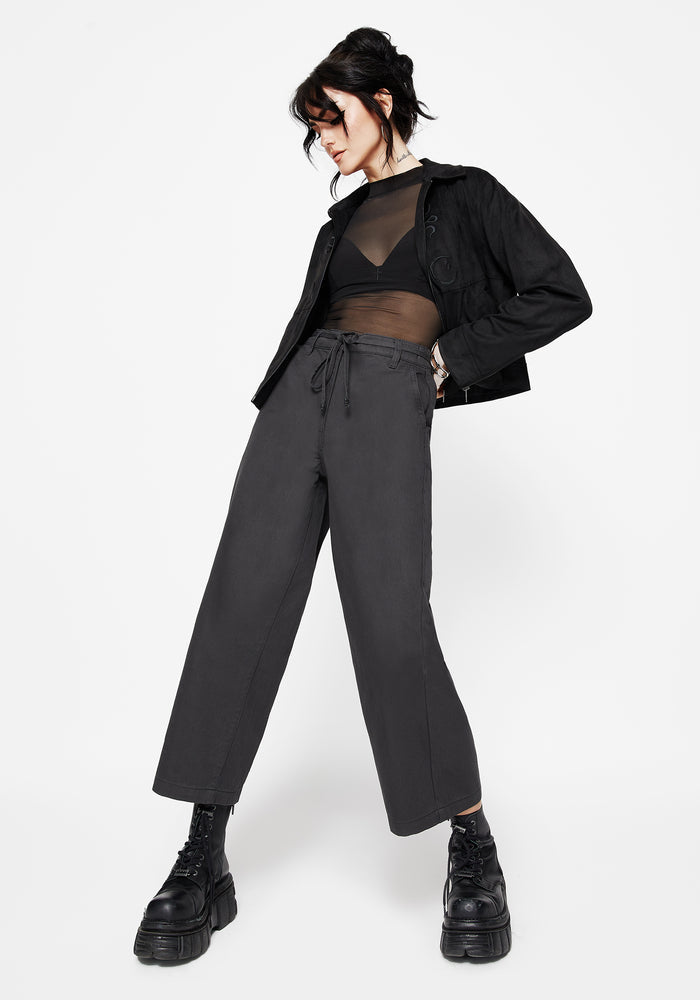 Octavia Tie Waist Snake Trim Wide Leg Trouser