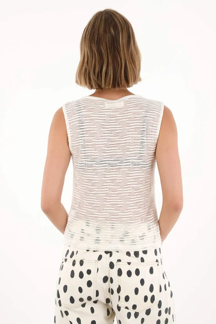 Tank Top with Texture Off-White for Women
