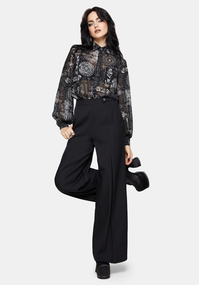 Trinity Moon Print Chiffon Shirt