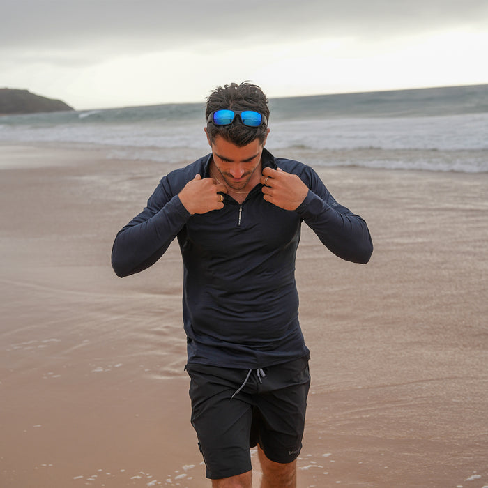 UV Ocean Tech Long Sleeve Zip Top - Charcoal