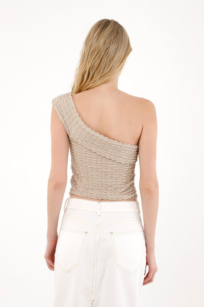 Women's Textured Cream T-Shirt
