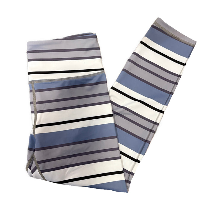 Zyia Active Women's Purple & Black Striped Leggings Size M