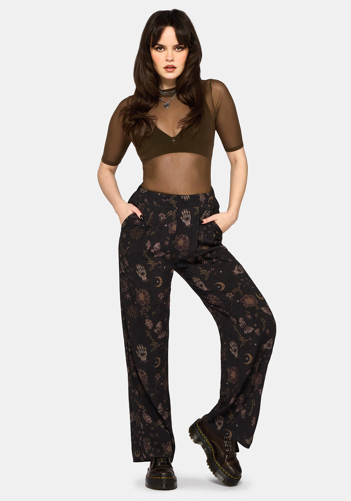 Angela Folk Print Wide Leg Trouser