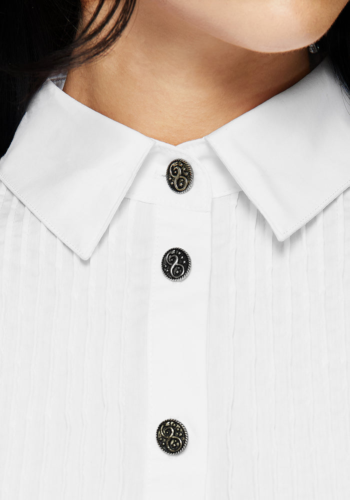 Arde Pintuck Mini Shirt Dress