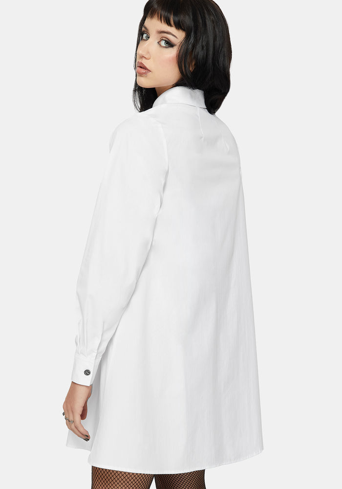 Arde Pintuck Mini Shirt Dress