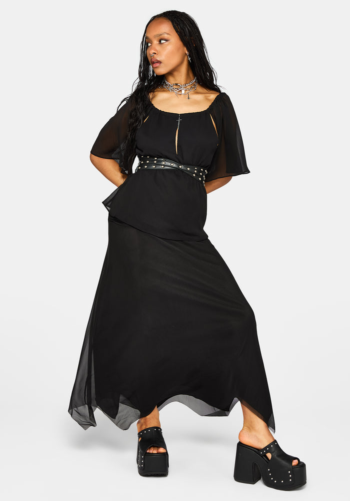 Ari Cape Charm Blouse - Black