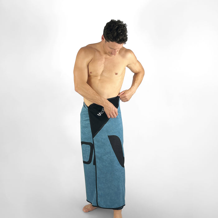 Beach Towel with Zip Pocket - Ocean Blue