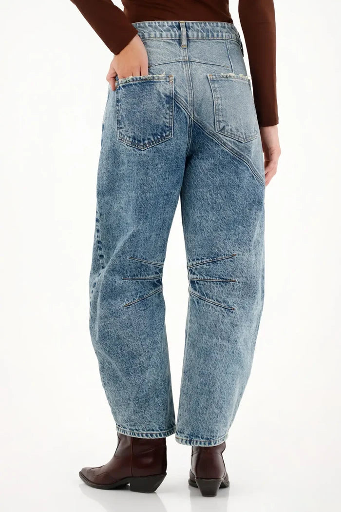 Blue Low Rise Horseshoe Jeans for Women
