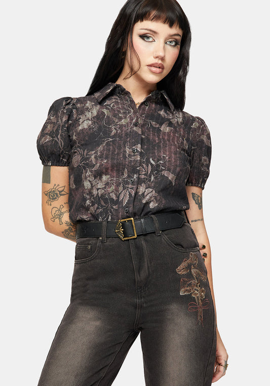 Caelis Print Puff Sleeve Blouse