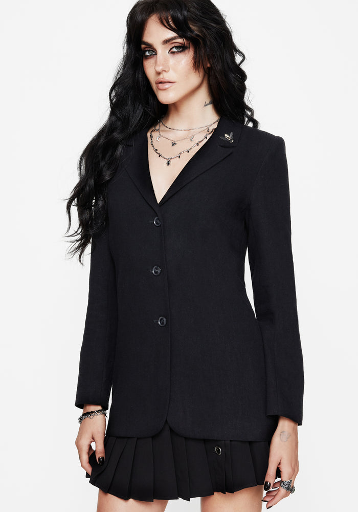 Chloris Embroidered Longline Blazer