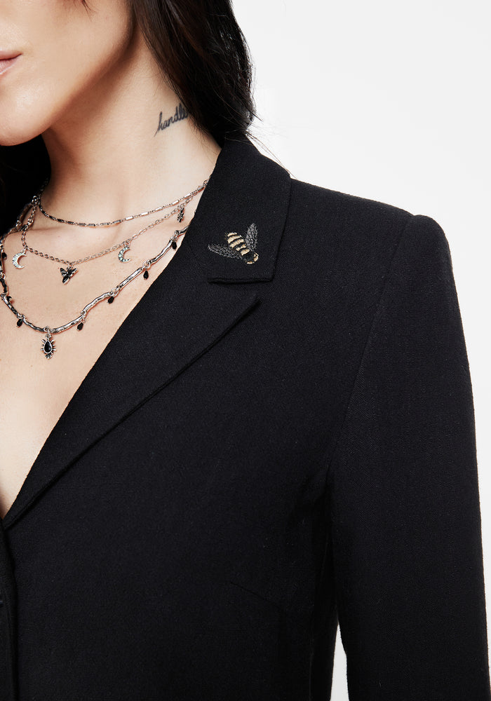 Chloris Embroidered Longline Blazer