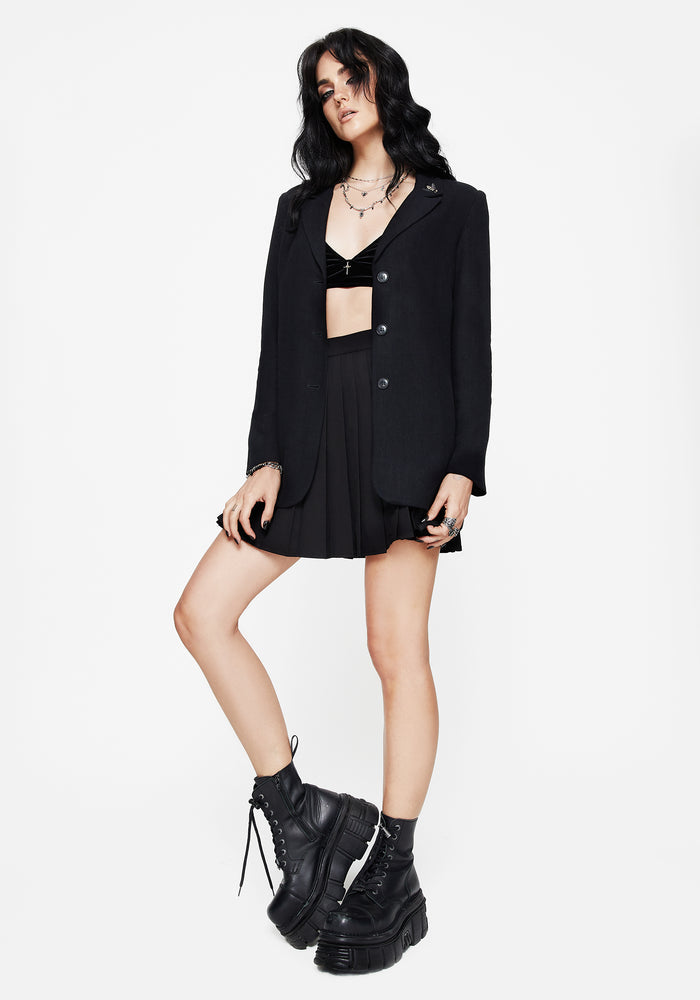Chloris Embroidered Longline Blazer