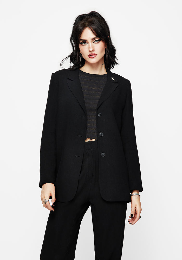 Chloris Embroidered Longline Blazer