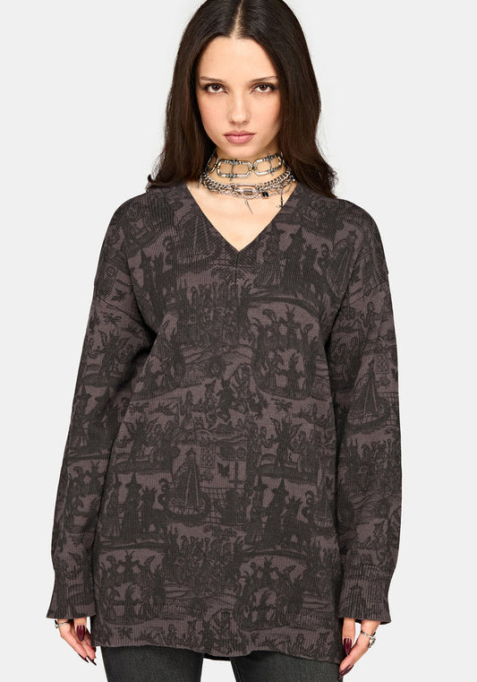 Diabolical V Neck Knit Jumper