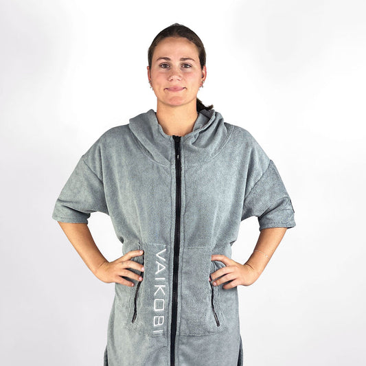 Full Zip Hooded Towel - Grey