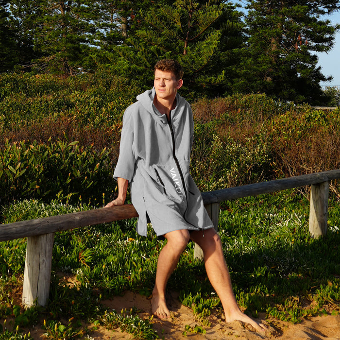Full Zip Hooded Towel - Grey