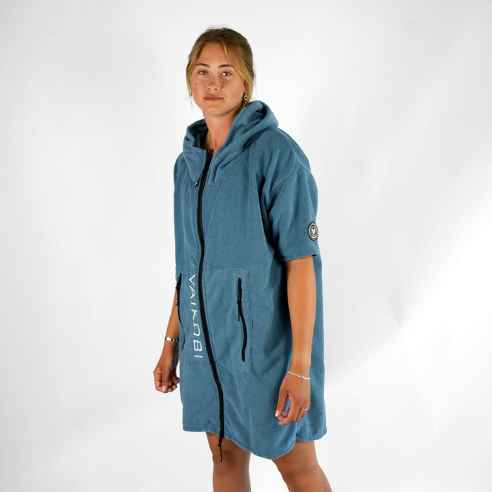 Full Zip Hooded Towel - Ocean Blue