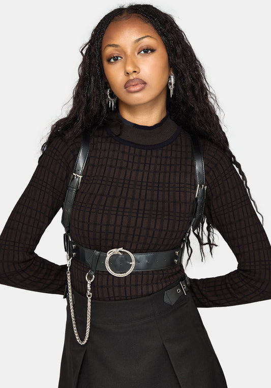 Glenna Check Knit Long Sleeve Top