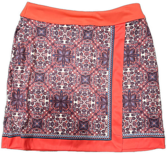 Greg Norman 17.5” Golf Skort Coral White & Blue Paisley Size S MSP$79
