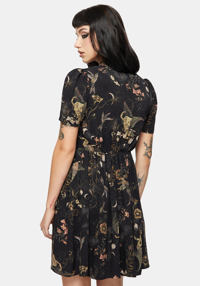 Harpyiai Print Button Up Mini Dress
