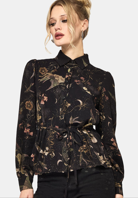 Harpyiai Print Tie Up Shirt