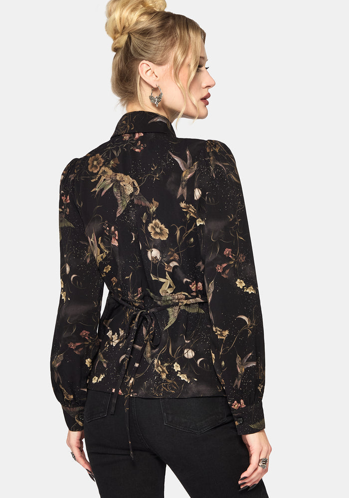 Harpyiai Print Tie Up Shirt