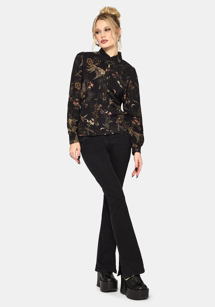 Harpyiai Print Tie Up Shirt