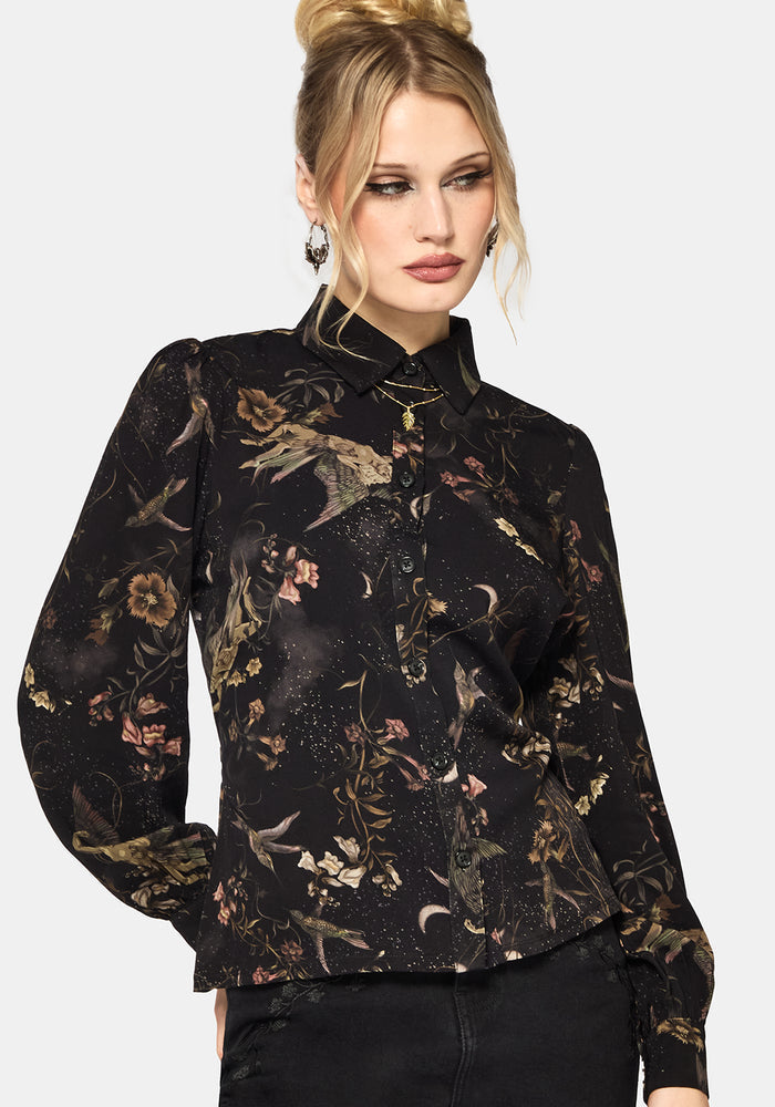 Harpyiai Print Tie Up Shirt