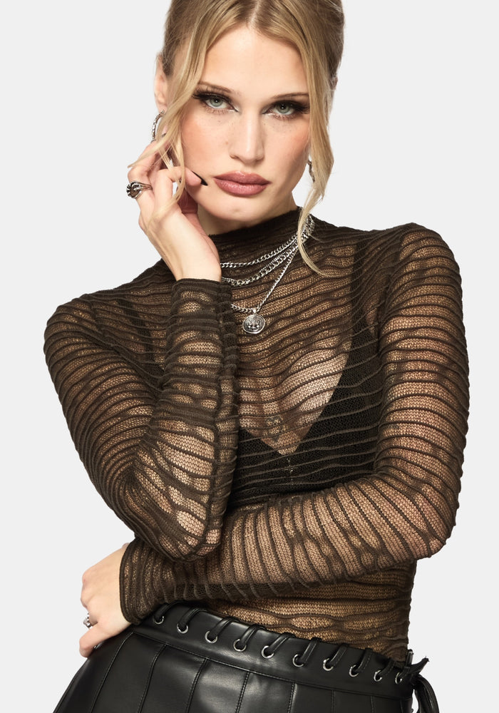 Lior Mesh Distorted Knit Top