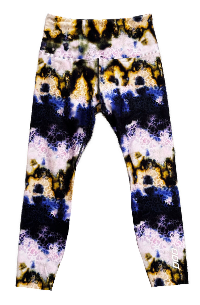 Lorna Jane Women's Yellow & Purple Leopard Print Crop Leggings Size L MSP$72