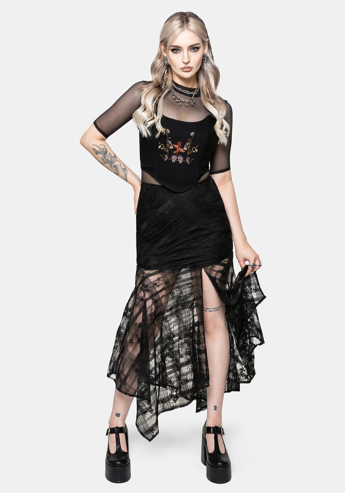 Lucie Lace Asymmetric Hanky Maxi Skirt