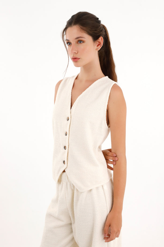 Off-White Tweed Knit Vest for Women