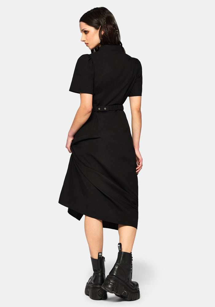 Phonoi Chain Belted Button Up Midaxi Dress
