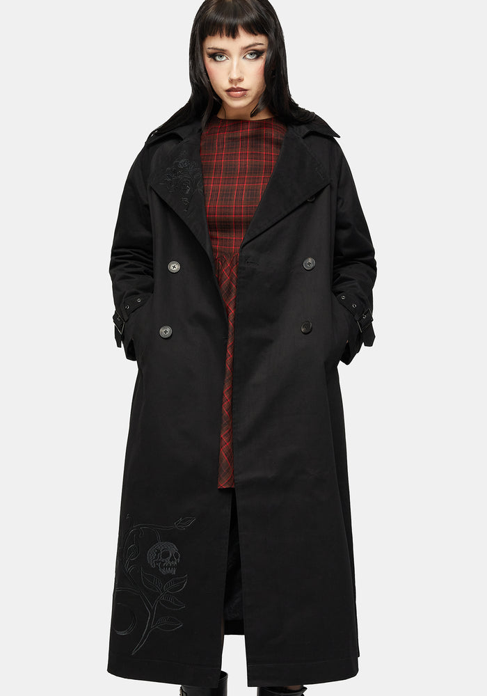 Poe Embroidered Trench Coat