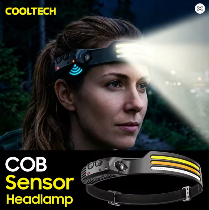 Rechargeable COB LED HeadLamp with Motion Sensor Built-in Battery