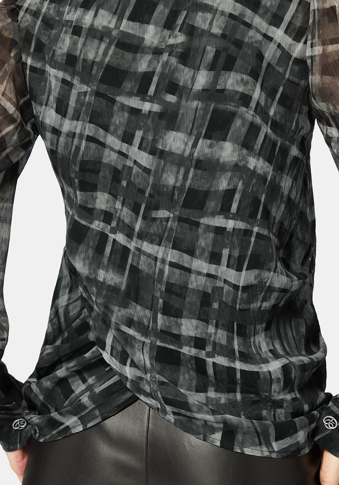 Rhoswen Snake Check Cross Over Long Sleeved Shirt UK 10