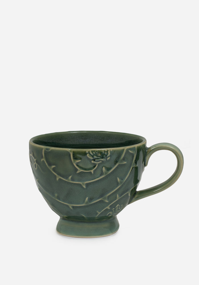 Rosethorn Floral Embossed Cup and Saucer Set