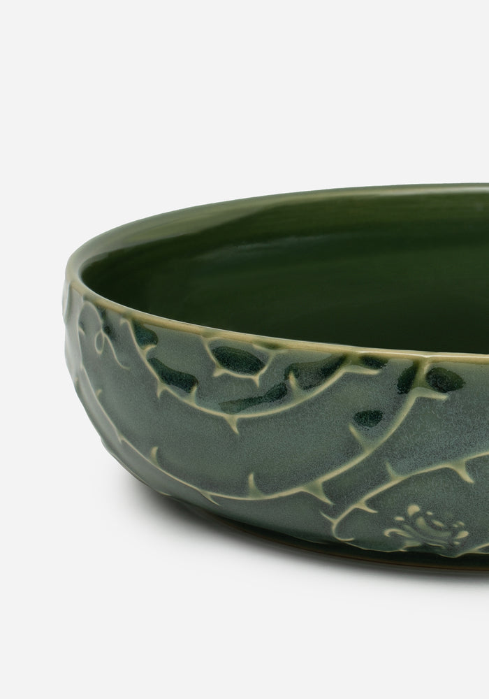 Rosethorn Floral Embossed Pasta Bowl  (4 Piece Set)