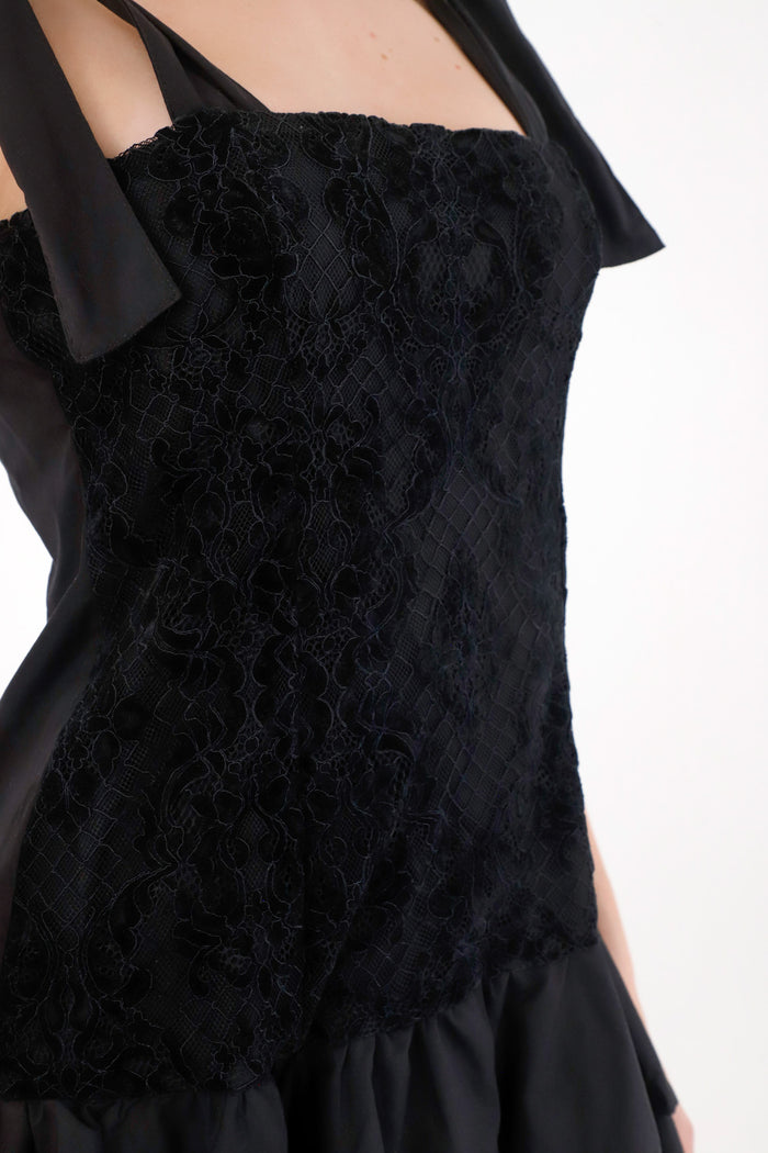 Short Black Ruffled Dress for Women