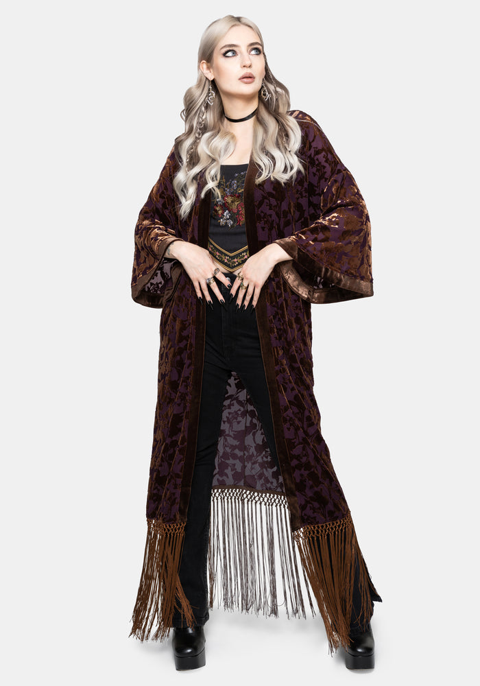 Sienna Devore Fringe Kimono