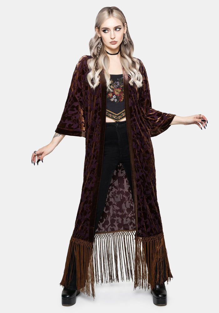 Sienna Devore Fringe Kimono