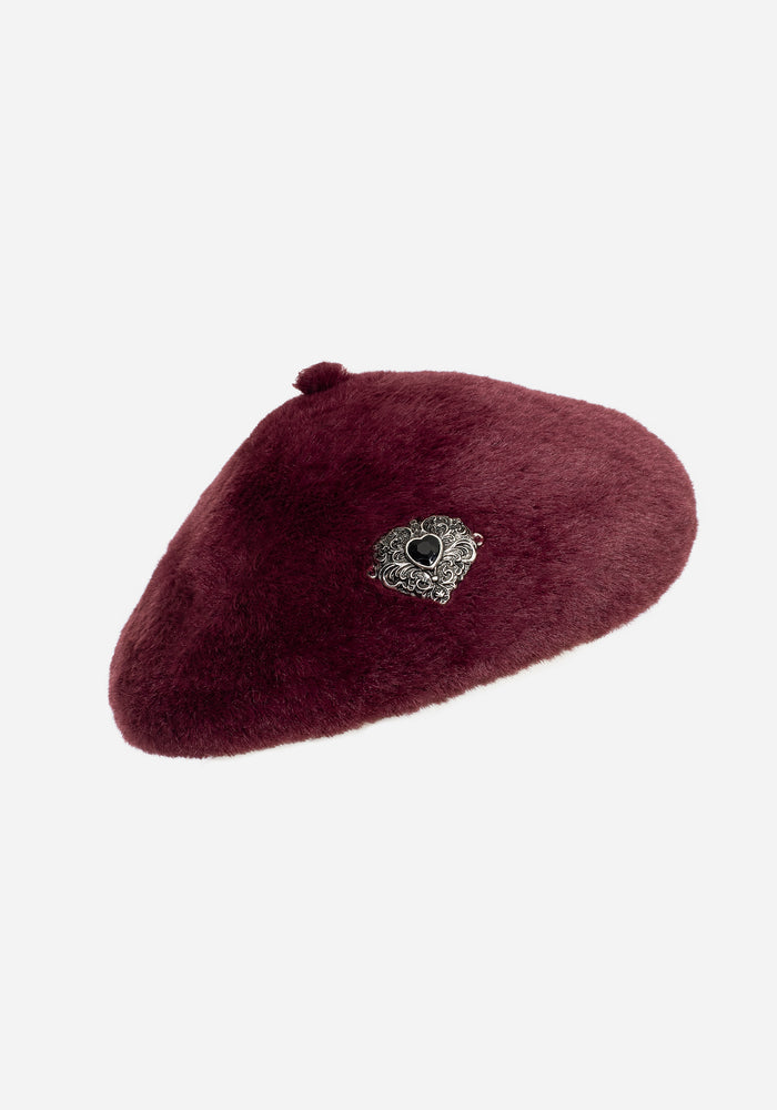 Stella Heart Brooch Beret